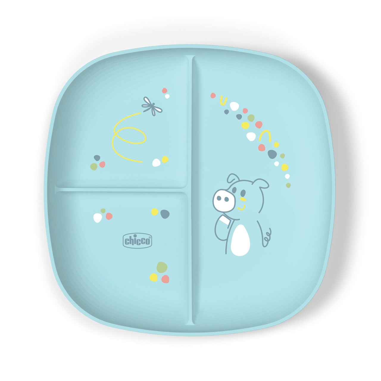 Prato com divisórias 12 meses azul